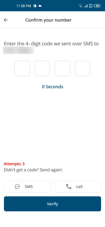 Confirm your number with a four-digit code.