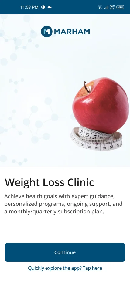 Welcome card: Weight Loss Clinic.